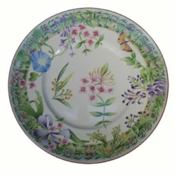 Vessière Cristaux Lunéville|Assiette Céramique|4 assiettes plates vent de fleurs lunéville