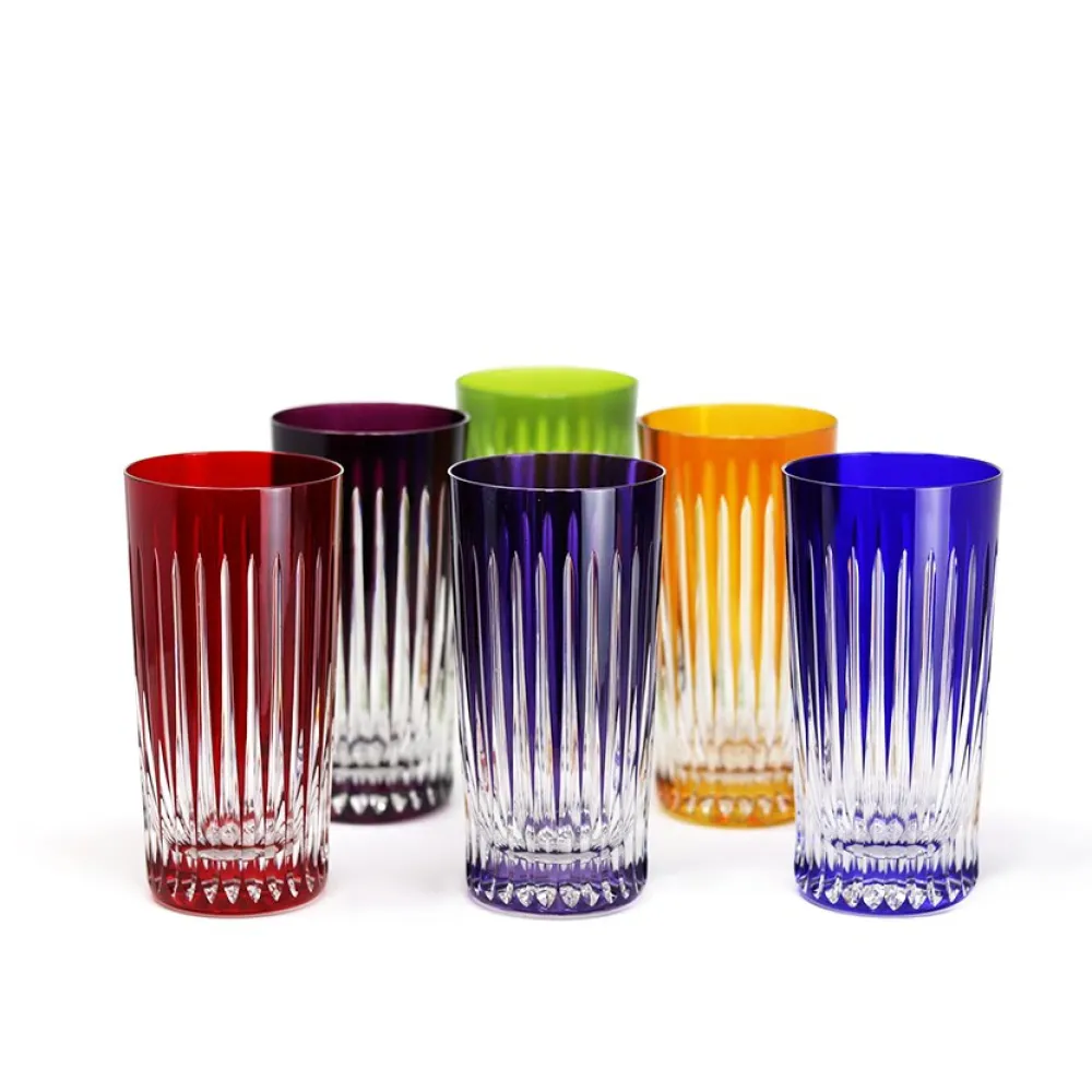 Vessière Cristaux Verre Cristal Couleur|Verre En Cristal Taillé|6 chopes cristal couleur timeless