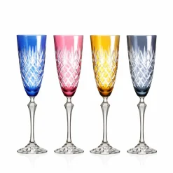 Vessière Cristaux Art De La Table|Verre À Pied|4 flûtes à champagne couleur Royal