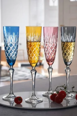 Vessière Cristaux Art De La Table|Verre À Pied|4 flûtes à champagne couleur Royal