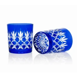 Vessière Cristaux Art De La Table|Verre À Whisky|2 gobelets à Whisky bleu taille Ananas