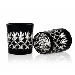 Vessière Cristaux Art De La Table|Verre À Whisky|2 gobelets à Whisky noir taille Ananas