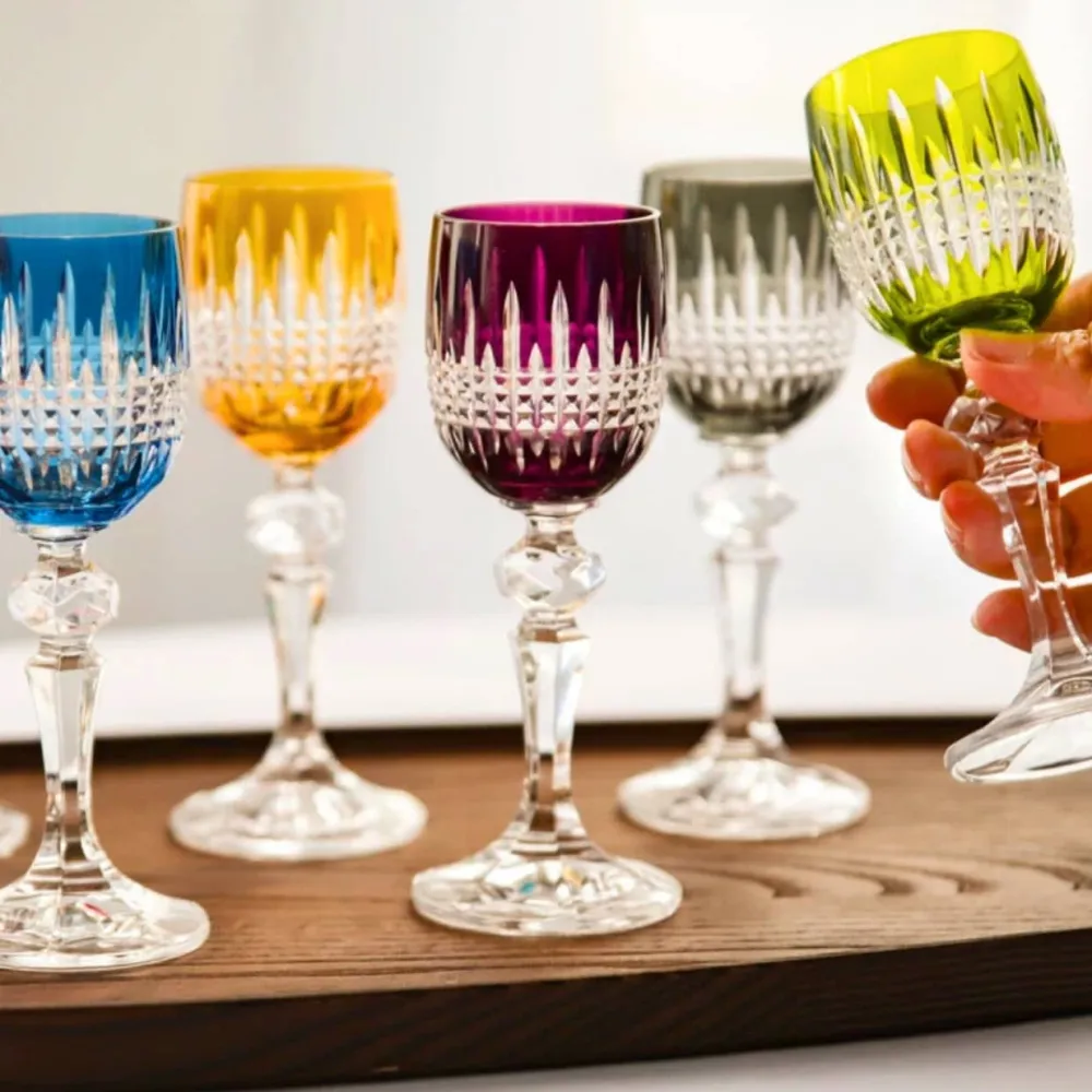 Vessière Cristaux Verre À Vin|Verre À Pied|6 verres à liqueur couleur tradition