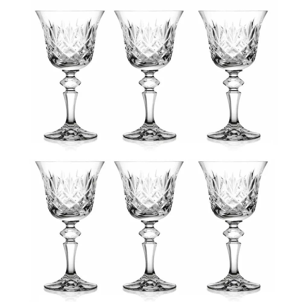 Vessière Cristaux Verre À Pied|Verre En Cristal Taillé|6 verres cristal clair Royal