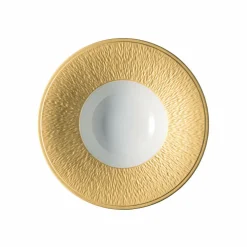 Vessière Cristaux Art De La Table|Assiette Céramique|Assiette creuse à aile gravée 22 cm Minéral or Raynaud