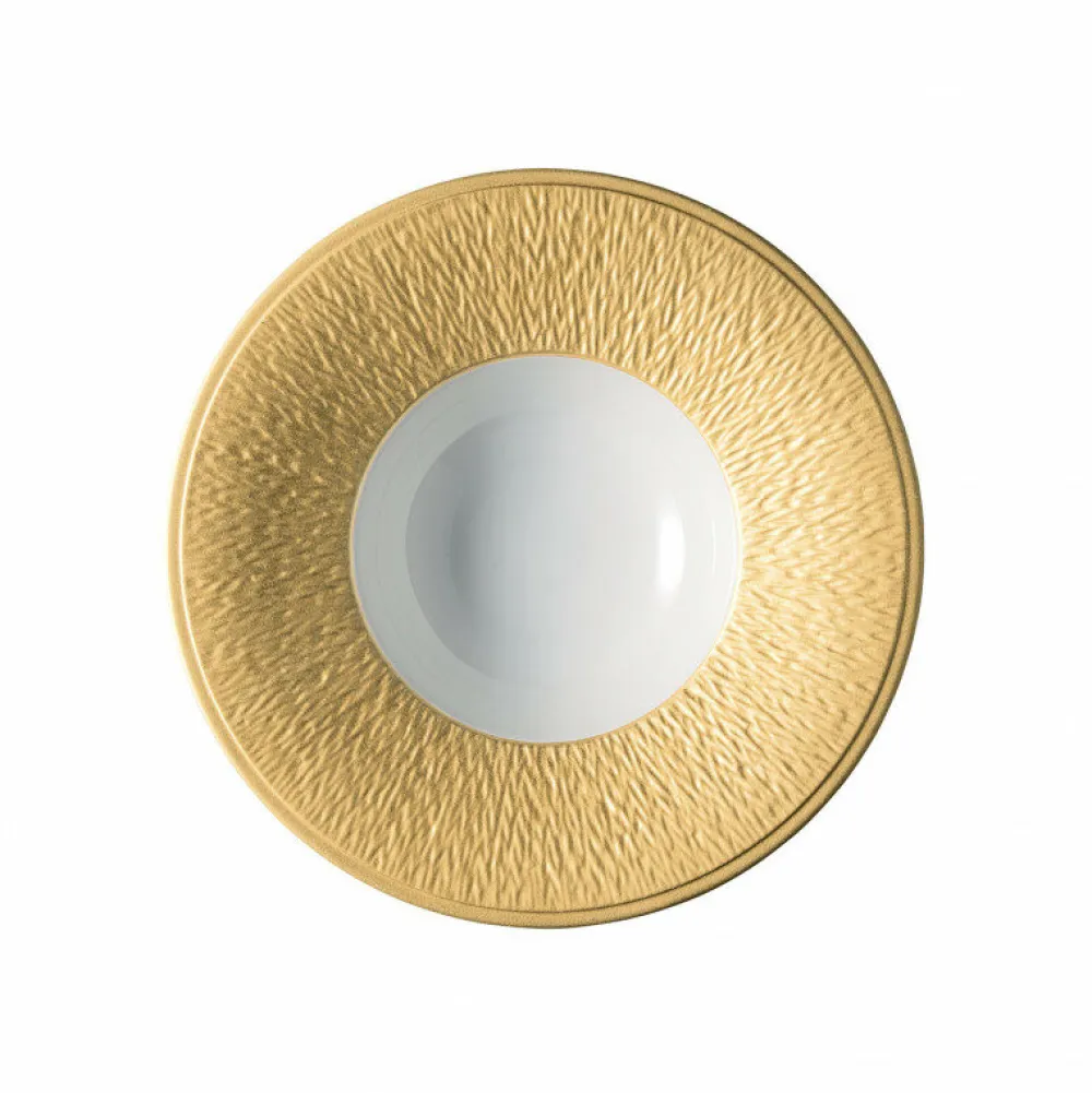 Vessière Cristaux Art De La Table|Assiette Céramique|Assiette creuse à aile gravée 22 cm Minéral or Raynaud