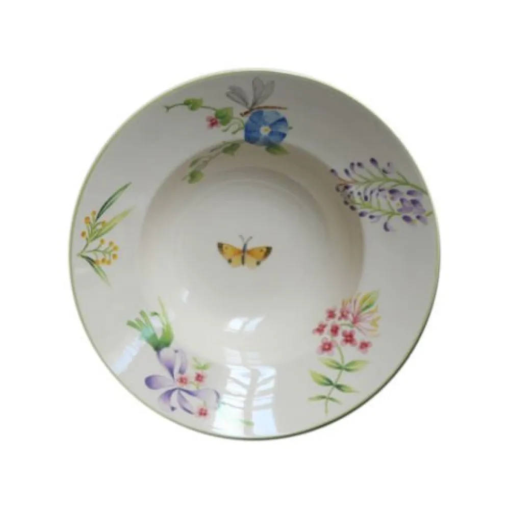 Vessière Cristaux Lunéville|Assiette Céramique|Assiette creuse vent de fleurs lunéville