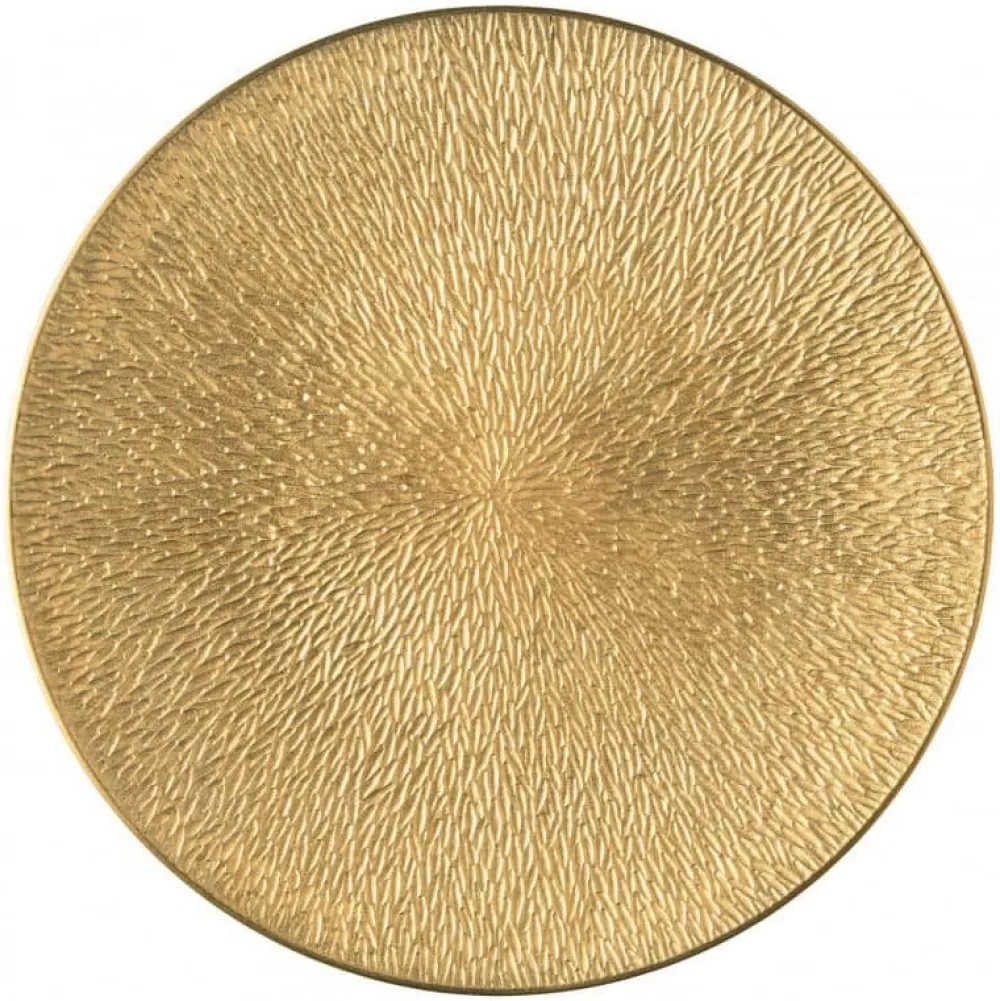 Vessière Cristaux Art De La Table|Assiette Céramique|Assiette plate gravée 32 cm Minéral or Raynaud