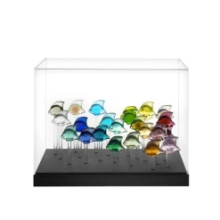 Vessière Cristaux Bestiaire|Animaux Cristal|Base aquarium 25 poissons lalique + cloche