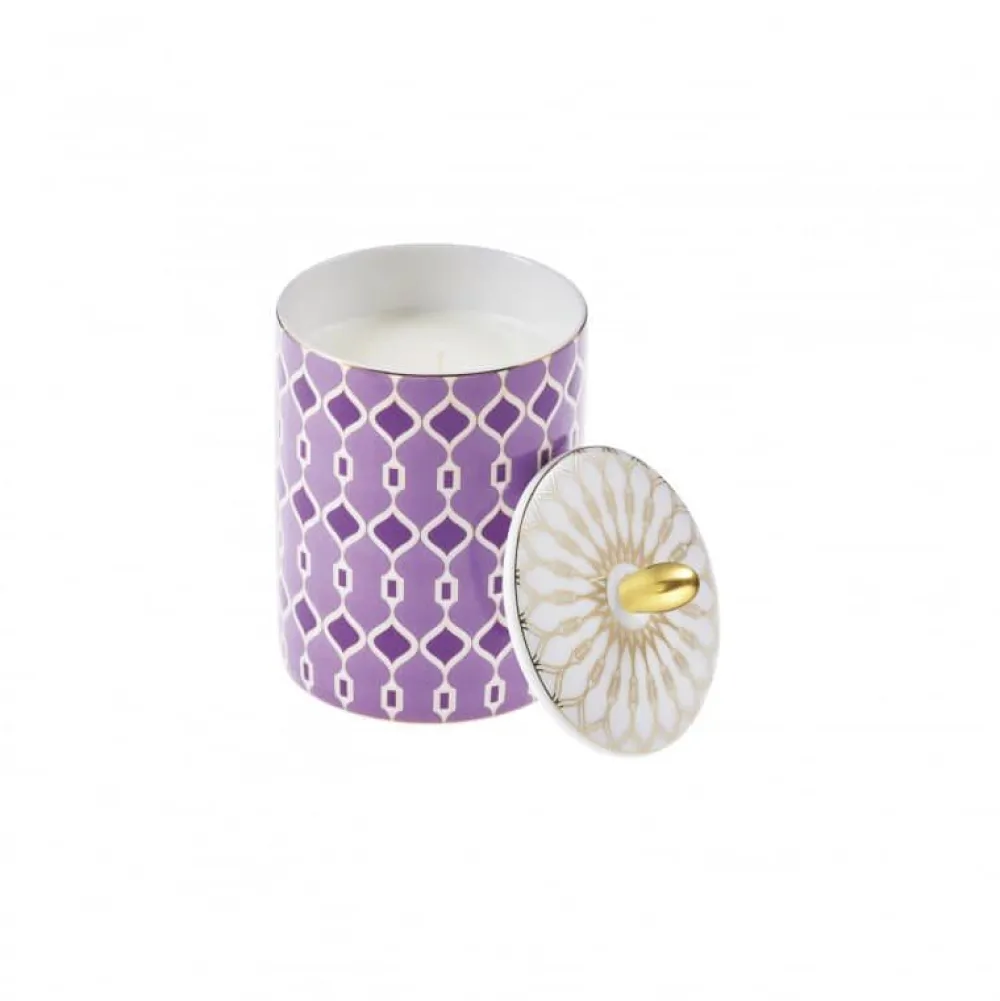 Vessière Cristaux Photophore & Bougie|Boîte à bougie porcelaine Mosaic Palmyre Rose Raynaud