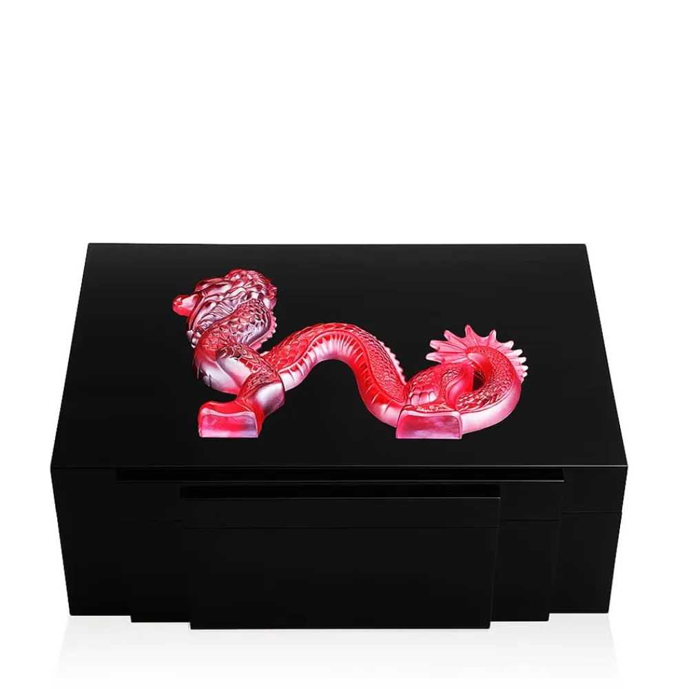 Vessière Cristaux Coupes, Coupelles Et Photophores|Boites Cristal|Boîte bijoux dragon laqué noir Lalique 88 EX