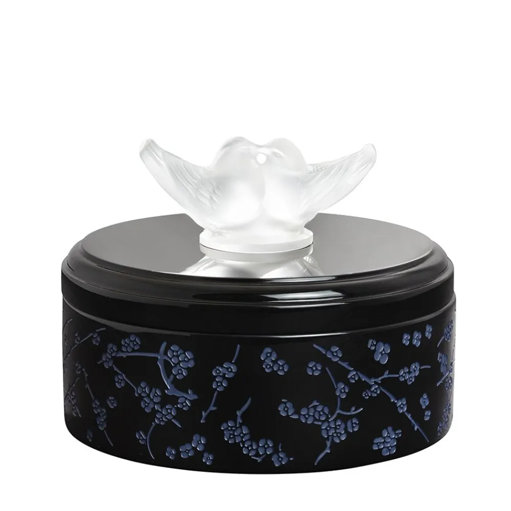 Vessière Cristaux Coupes, Coupelles Et Photophores|Boites Cristal|Boîte fleurs de cerisier noir lalique