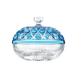 Vessière Cristaux Coupe, Coupelles Et Photophores|Coupelles Cristal|Boîte petit modèle bleu clair Royale Saint-Louis