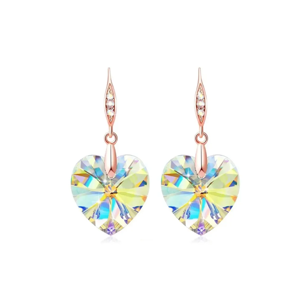 Vessière Cristaux Boucles D’Oreilles Cristal|Boucles D’Oreilles|Boucles d’oreilles cristal cœur irisé