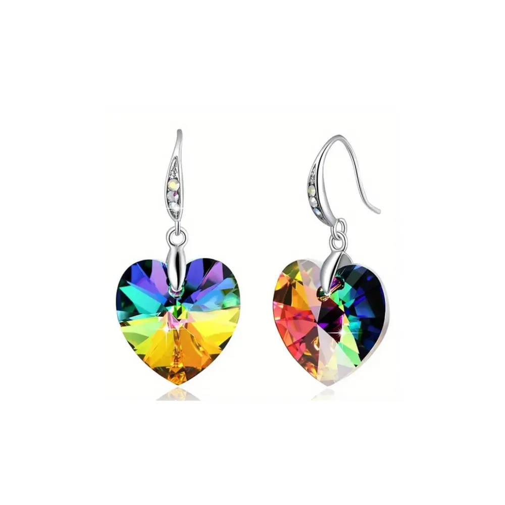 Vessière Cristaux Boucles D’Oreilles Cristal|Boucles D’Oreilles|Boucles d’oreilles cristal cœur arc-en-ciel