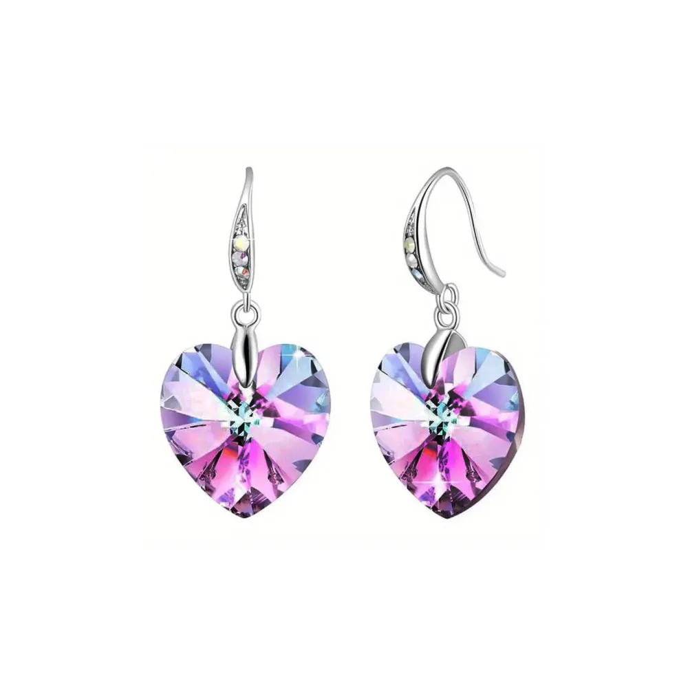 Vessière Cristaux Boucles D’Oreilles Cristal|Boucles D’Oreilles|Boucles d’oreilles cristal cœur violet