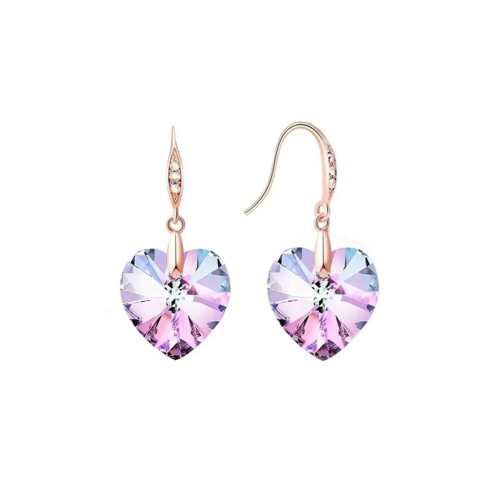 Vessière Cristaux Boucles D’Oreilles Cristal|Boucles D’Oreilles|Boucles d’oreilles cristal cœur violet