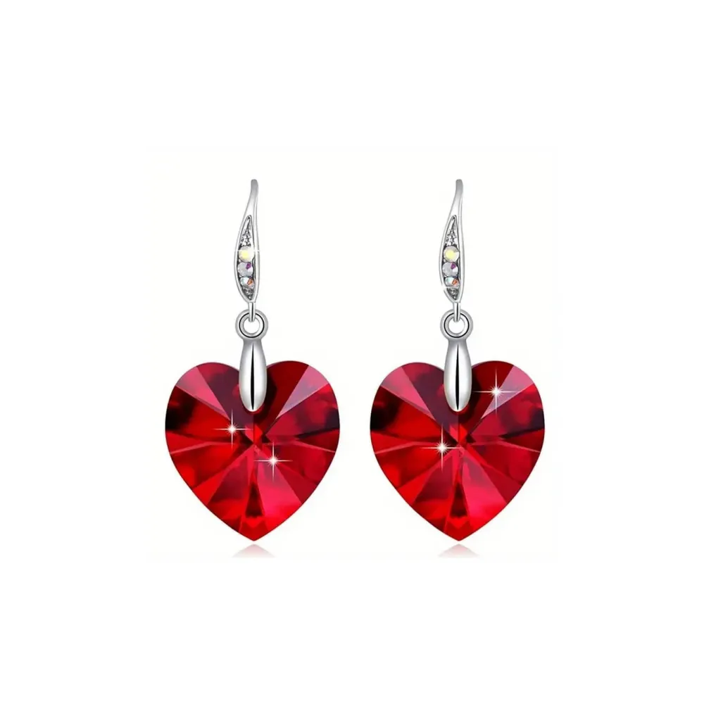 Vessière Cristaux Boucles D’Oreilles Cristal|Boucles D’Oreilles|Boucles d’oreilles cristal cœur rouge