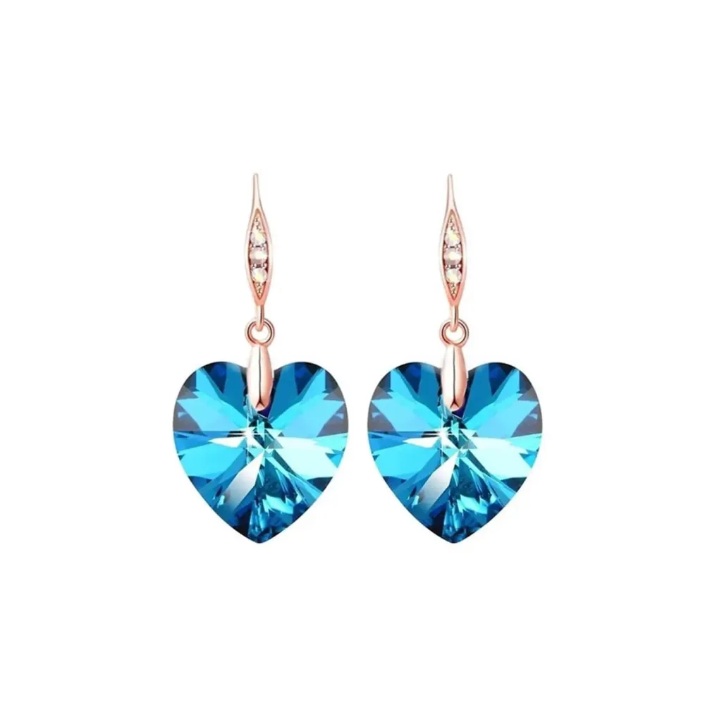 Vessière Cristaux Boucles D’Oreilles Cristal|Boucles D’Oreilles|Boucles d’oreilles cristal cœur bleu clair