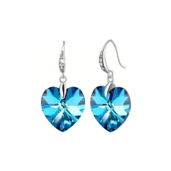 Vessière Cristaux Boucles D’Oreilles Cristal|Boucles D’Oreilles|Boucles d’oreilles cristal cœur bleu clair