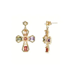 Vessière Cristaux Boucles D’Oreilles Cristal|Boucles D’Oreilles|Boucles d’oreilles croix antique