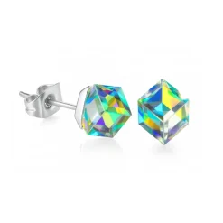 Vessière Cristaux Boucles D’Oreilles Cristal|Boucles D’Oreilles|Boucles d’oreilles cube vitrail cristal