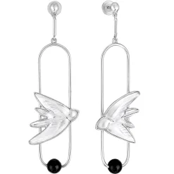 Vessière Cristaux Boucles D’Oreilles Cristal|Boucles D’Oreilles|Boucles d’oreilles duo hirondelles lalique