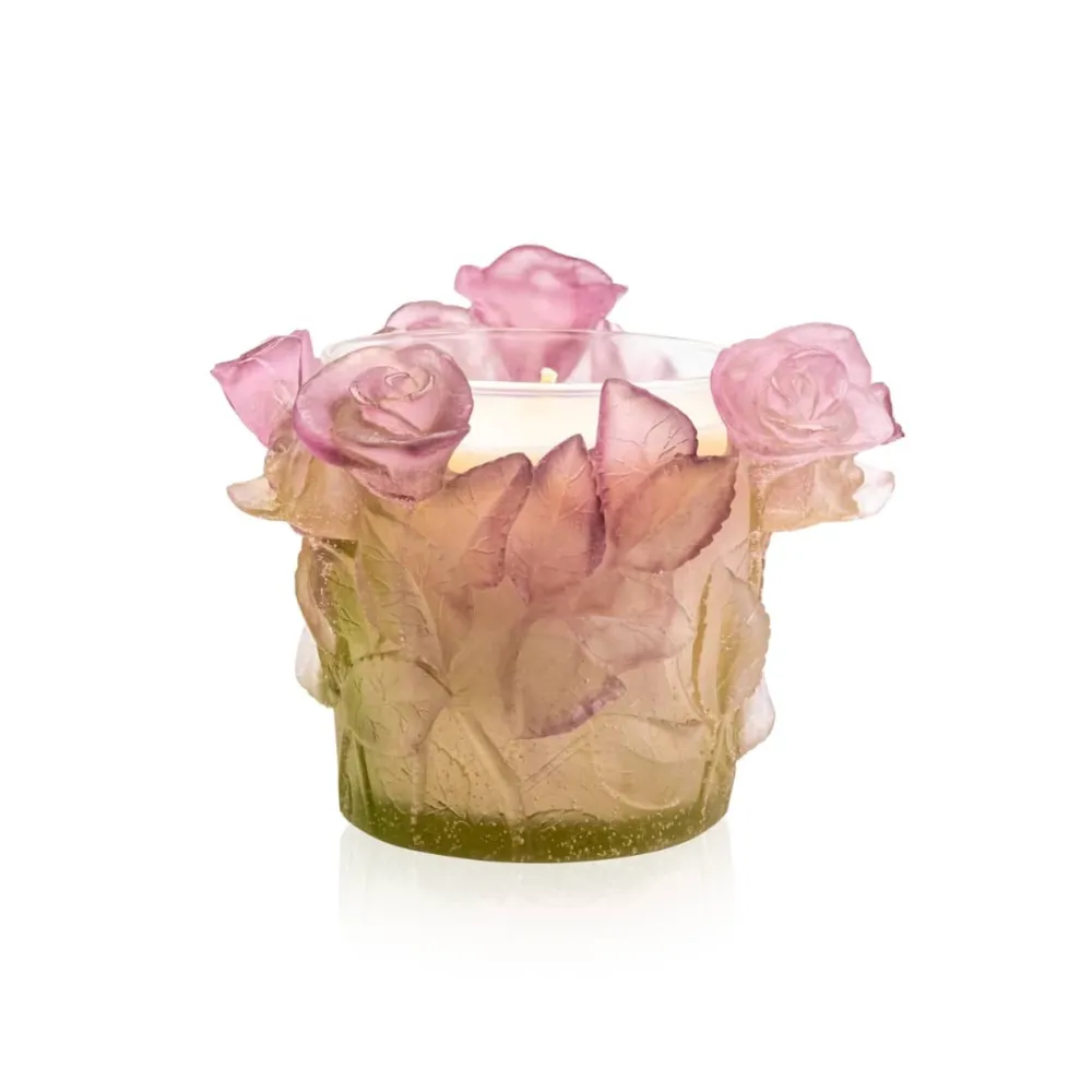 Vessière Cristaux Photophores, Bougeoirs Cristal|Bougie roses passion daum GM