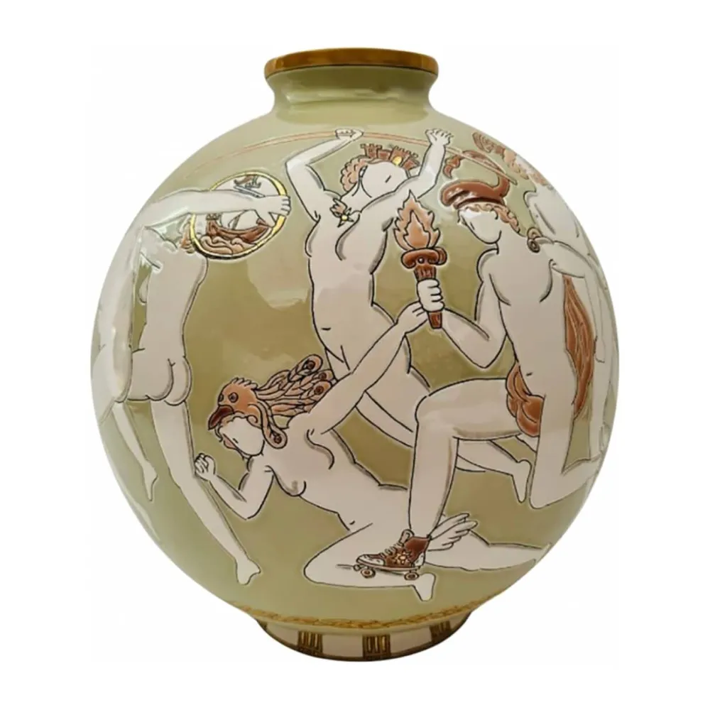 Vessière Cristaux Vase Céramique|Éditions D’Art Cristal|Boule coloniale Gymnasium Émaux de Longwy