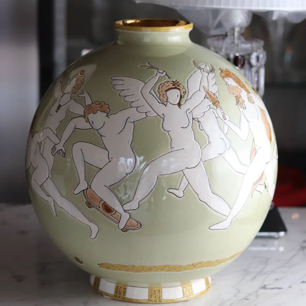 Vessière Cristaux Vase Céramique|Éditions D’Art Cristal|Boule coloniale Gymnasium Émaux de Longwy