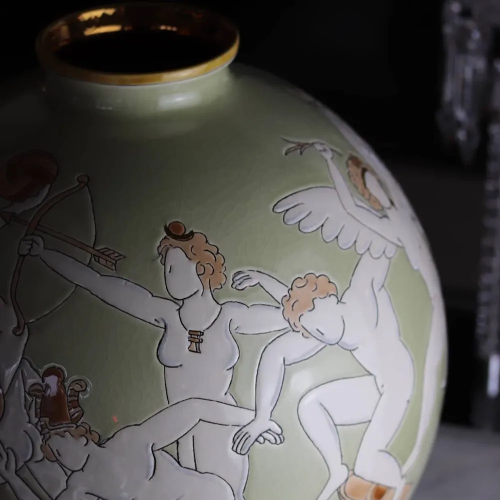 Vessière Cristaux Vase Céramique|Éditions D’Art Cristal|Boule coloniale Gymnasium Émaux de Longwy