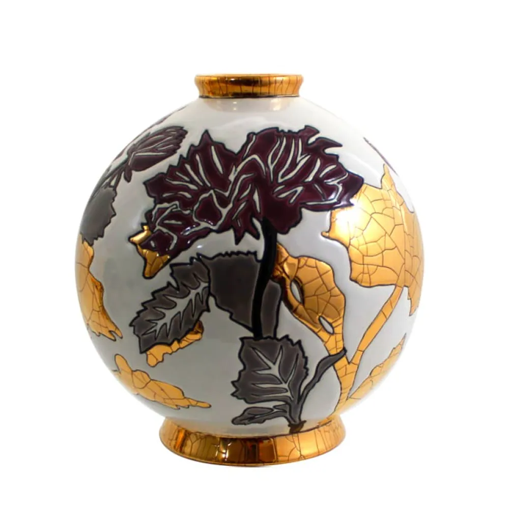 Vessière Cristaux Éditions D’Art Cristal|Vases & Boules|Boule coloniale Midi à l’ombre des fleurs Émaux de Longwy