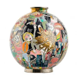 Vessière Cristaux Éditions D’Art Cristal|Vases & Boules|Boule coloniale Nouveau monde Guive Khosravi & Émaux de Longwy