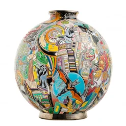 Vessière Cristaux Éditions D’Art Cristal|Vases & Boules|Boule coloniale Nouveau monde Guive Khosravi & Émaux de Longwy
