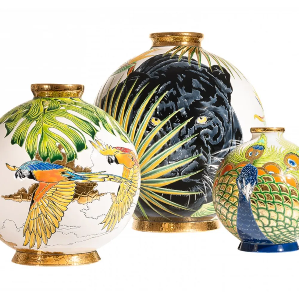 Vessière Cristaux Vase Céramique|Éditions D’Art Cristal|Boule coloniale Vale Do Javari Émaux de Longwy