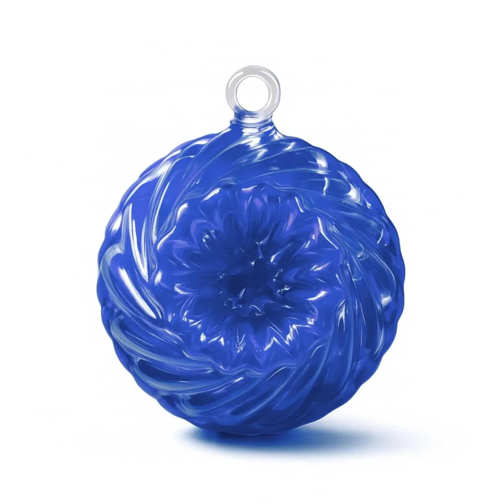 Vessière Cristaux Décoration|Boule de noël en cristal kouglof 2019 bleu