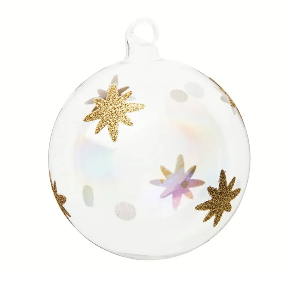 Vessière Cristaux Décoration|Ornements Cristal|Boule de noël en verre étoiles dorées n°5