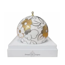Vessière Cristaux Ornements Cristal|Décorations De Noël|Boule de Noël Impression 3 ors Apple Blossom Émaux de Longwy
