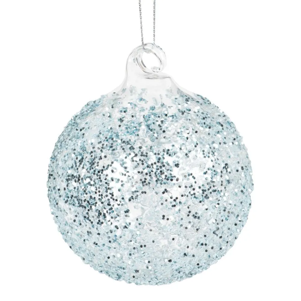 Vessière Cristaux Décoration|Ornements Cristal|Boule de noël verre bleu paillettes n°9
