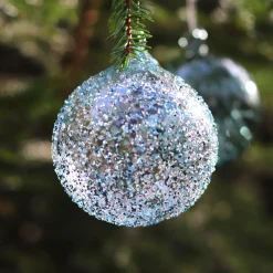 Vessière Cristaux Décoration|Ornements Cristal|Boule de noël verre bleu paillettes n°9