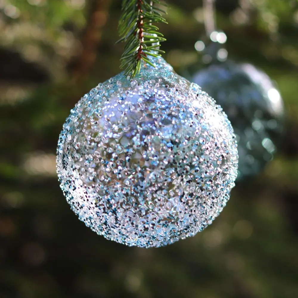 Vessière Cristaux Décoration|Ornements Cristal|Boule de noël verre bleu paillettes n°9