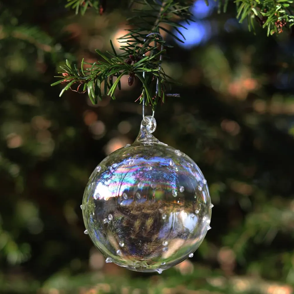 Vessière Cristaux Décoration|Ornements Cristal|Boule de noël verre irisé à points n°4