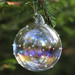 Vessière Cristaux Décoration|Ornements Cristal|Boule de noël verre irisé à points n°4