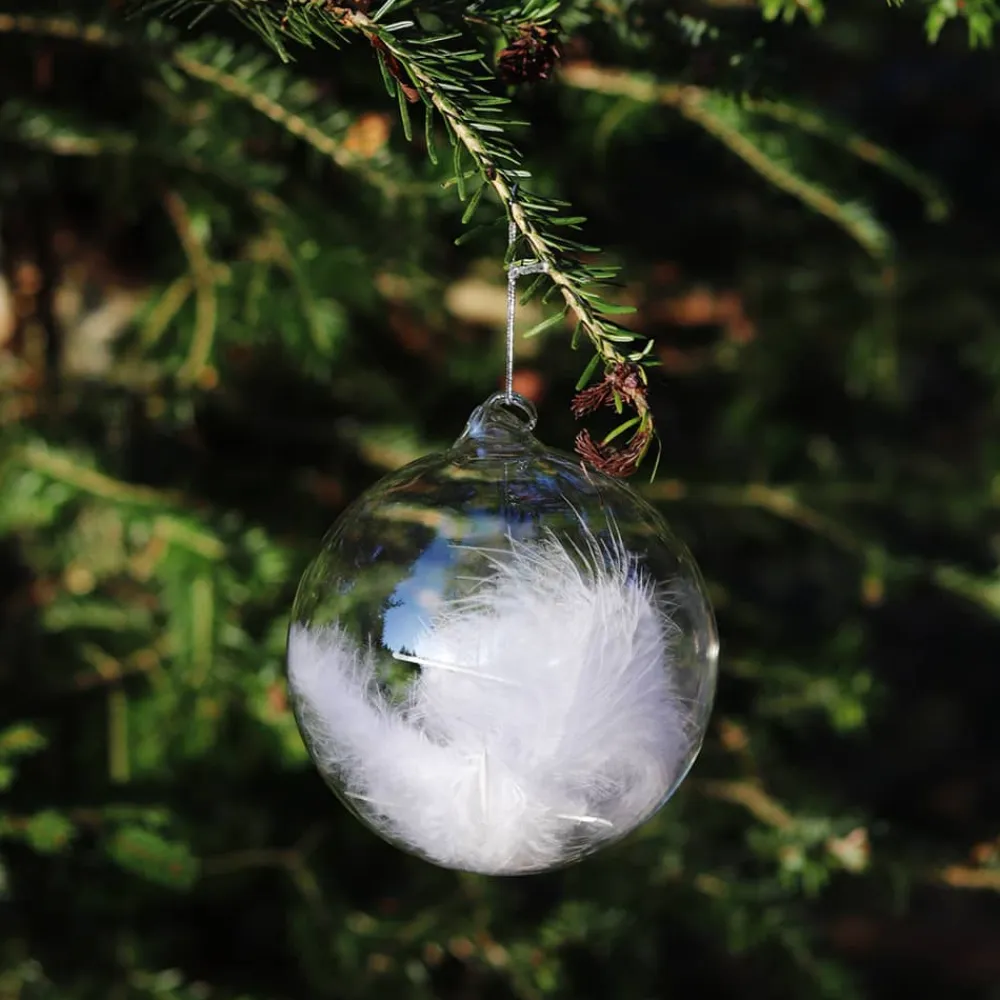Vessière Cristaux Décoration|Ornements Cristal|Boule de noël verre plume blanche n°1