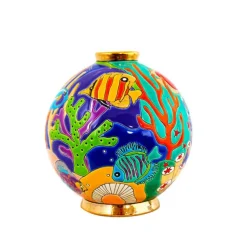 Vessière Cristaux Vase Céramique|Vases Cristal Couleur|Boule Midi Astro aquatropicale Émaux de Longwy