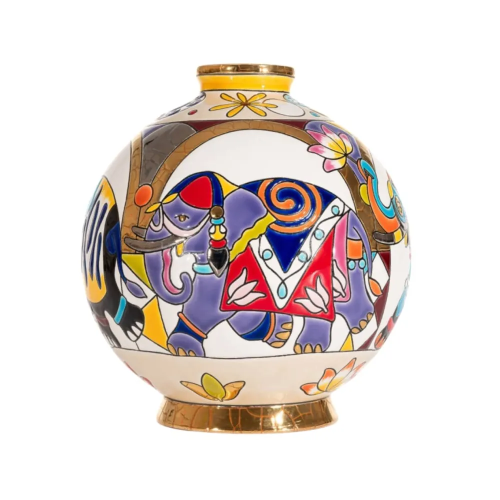Vessière Cristaux Vase Céramique|Éditions D’Art Cristal|Boule midi Pendjab Émaux de Longwy