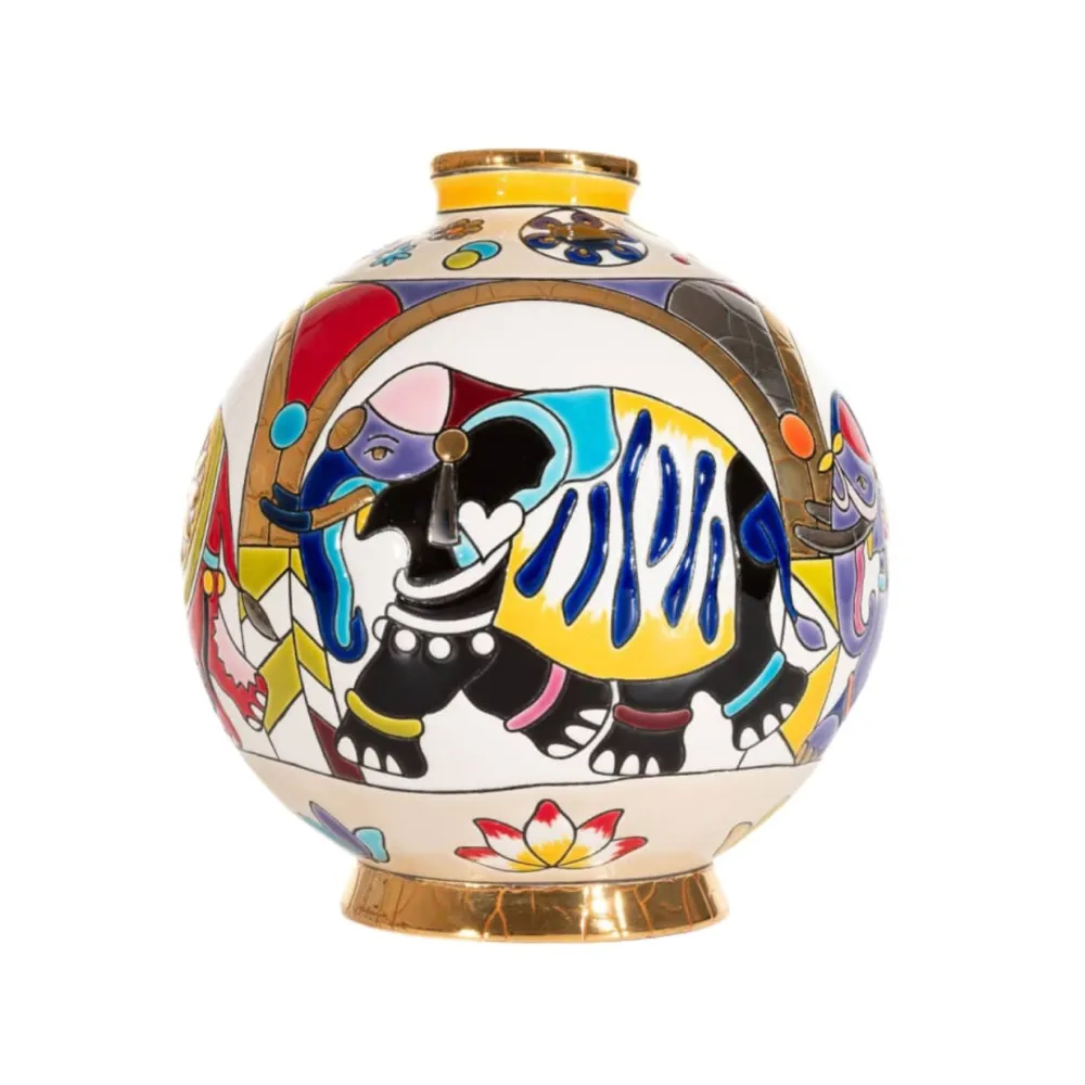 Vessière Cristaux Vase Céramique|Éditions D’Art Cristal|Boule midi Pendjab Émaux de Longwy