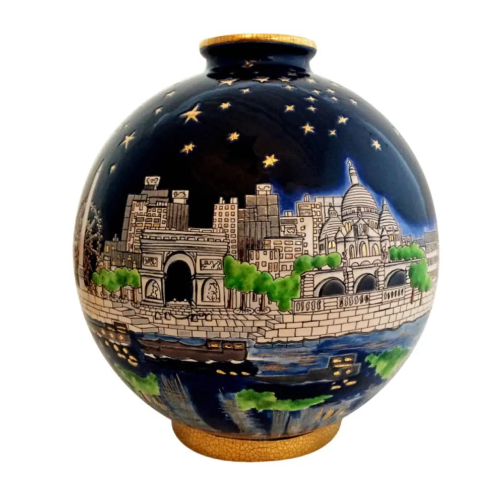 Vessière Cristaux Éditions D’Art Cristal|Vases & Boules|Boule Paris Ville Lumière JO 2024 Émaux de Longwy
