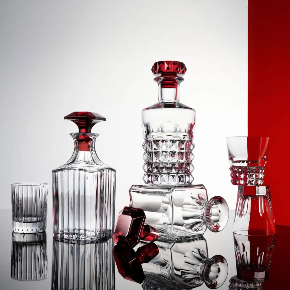 Vessière Cristaux Art De La Table|Carafes Cristal Taillé|Carafe Harmonie bouchon rouge Baccarat