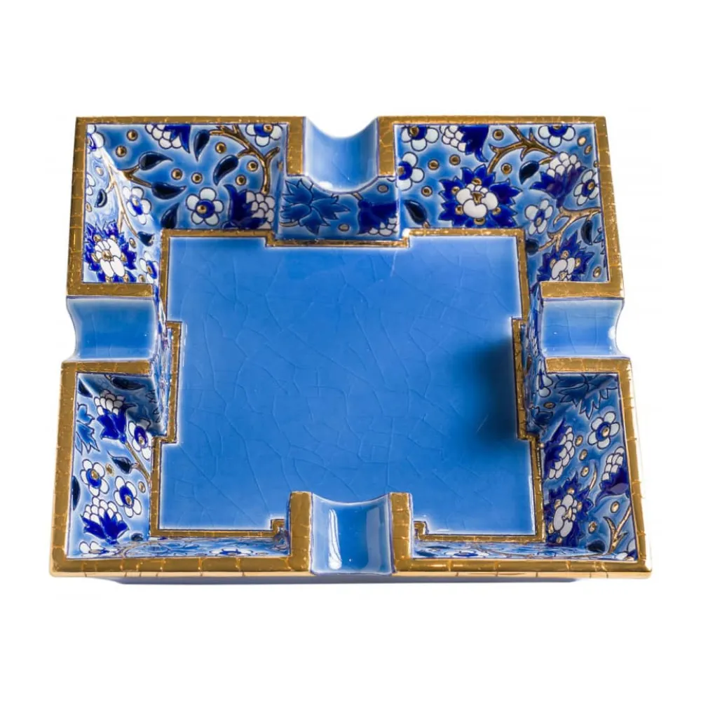 Vessière Cristaux Cendriers|Coupes & Photophores|Cendrier carré Héritage bleu Émaux de Longwy